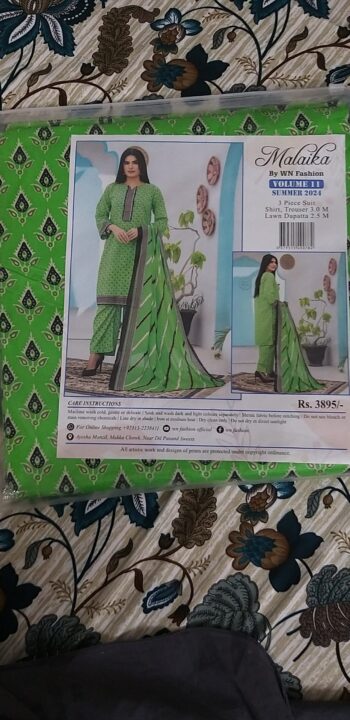 Green Unstitched Malaika Lawn