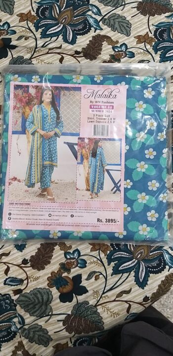 Green Unstitched Malaika Lawn - Image 3